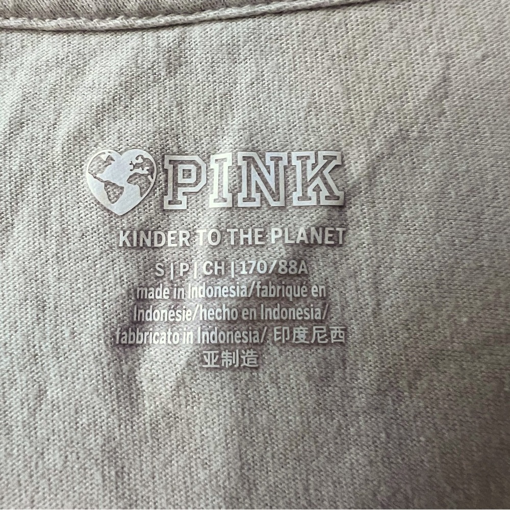 PINK Victoria’s Secret cream and silver short sleeve logo tshirt size small - Picture 4 of 5